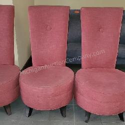 3 Large High Back Marooon Upolstered Chairs