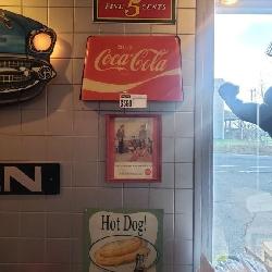 1 LOT 4 METAL SIGNS, ICE COLD COCA COLA 5 CENTS