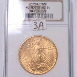 1908 $20 St. Gaudens Gold Coin