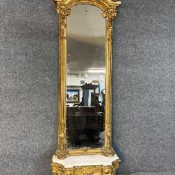 19TH CENT. GOLD GUILD MARBLE TOP PIER MIRROR