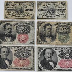 United States fractional currency - (2) 3 cents,