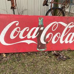 Coca-Cola painted tin sign from Nelsons Bakery in Whitmore Lake