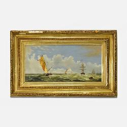 Unsigned Seascape Oil Painting Masterpiece 19thC Antique