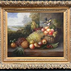 Framed Fruit Stillife Oil on Canvas