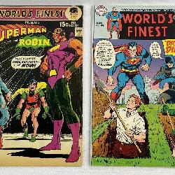 Vintage 1970 / 1971 World's Finest Comics No. 195 and 200 DC 15 Cent Superman and Batman / Robin Comic Books