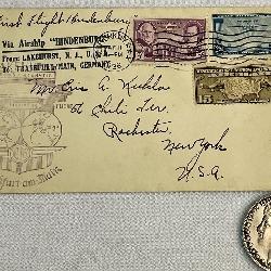 RARE May 11, 1936 Hindenburg Trans-Atlantic First Flight Cover From Lakehurst, N.J. to Frankfurt, Germany w/ Purple Confirmation Stamp