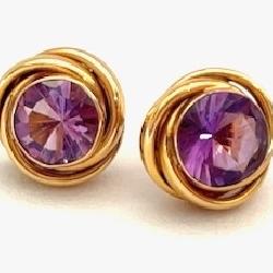 fine 14k gold amethyst pierced earrings 