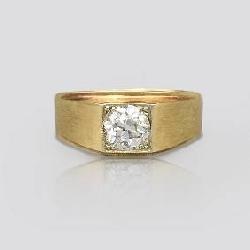 Fine Vintage 14K Yellow Gold 1ct Diamond Modernist Ring