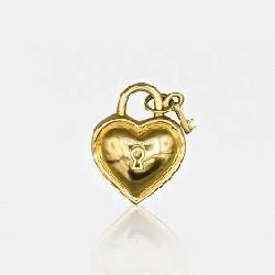 18K Yellow Gold Tiffany & Co Heart Padlock with Key Pendant