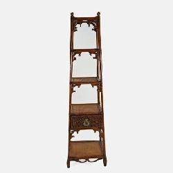 Faux Bamboo Etagere Display Shelf Tower with Drawer