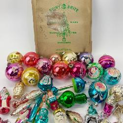 Vintage Shiny Brite and other ornaments 