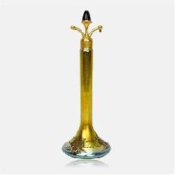 Wheel Cut Gold Aurene Art Glass Tall Perfume Atomizer Bottle
