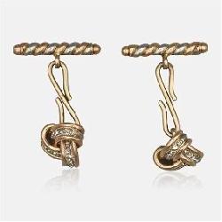 14K White and Rose Gold Knot and Bar Victorian Cufflinks
