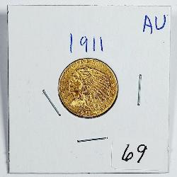 1911  $2 1/2 Gold Indian   AU
