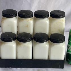 Vintage Milk Glass Spice Containers w Stand made