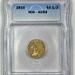 1910 $2.5 Indian Gold Quarter Eagle ICG AU53