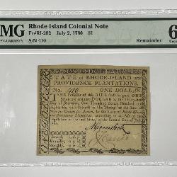 1780 Rhode Island Colonial Note PMC UNC 62