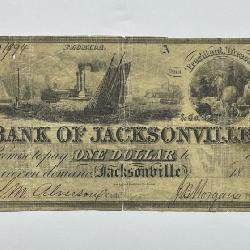 1837 $1 Jacksonville FL Obsolete Note Circulated