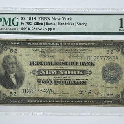 1918 $2 New York National PMG Choice Fine F15