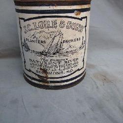 Early Original Antique J.C. Lore & Sons Oyster Can