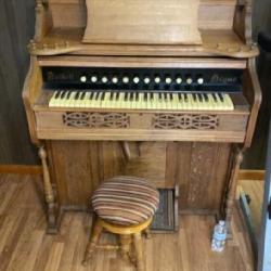 Antique Oak Pump Organ by Burdett, The Hobart M.