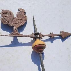 Old cast aluminum  & brass rooster  weather vane.