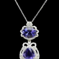 PLAT Natural Tanzanite Zoisite & Diamond Pendant