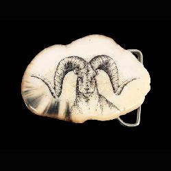 Fossil Walrus Ivory Scrimshaw Belt Buckle