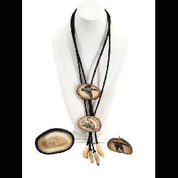 Peter Mayac Scrimshaw Ivory Bolos & Buckles