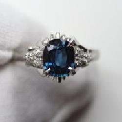 SAPPHIRE RING PT900 SOLID PLATINUM 1.15CT SAPPHIRE .08CT DIAMOND