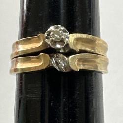 Sz.7 10k. Yellow Gold Wedding Ring Set 2.79 Grams