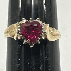 Sz.8 Unmarked 14k. Yellow Gold Ring With Ruby
