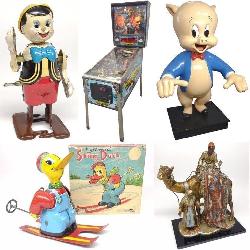 Vintage Toys & Advertising Online Auction - Tin Wind Ups, Battery Ops, Arcade, Signs & Lighters