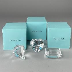 3 Tiffany & Co. Faceted Crystal Paperweights