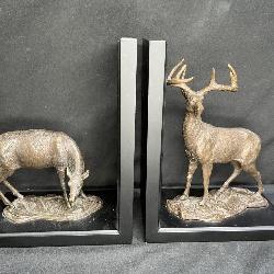 Pair VTG SPI Bronze M/F Deer Book Ends