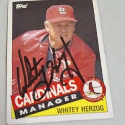 Topps 1985 Cardinals autographed whitey herzog
