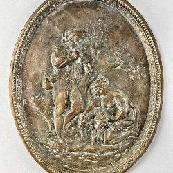 19th C. French Bronze Repousse Wall Plaque