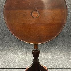 Lot 62: American Federal Flip Top Game Table w/ Inlaid Windmill Blade & Ornate Carved Claw Feet