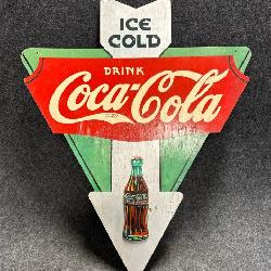 Ice Cold Drink Coca Cola Kay Products Wooden Arrow Sign 
