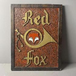 Machus Red Fox Carved Wooden Sign