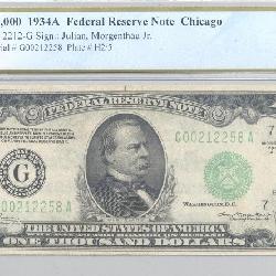 1934-A GRADED EF-40 $1,000 FRN