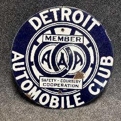 Detroit Automobile Club Porcelain Advertising Truck Door Sign