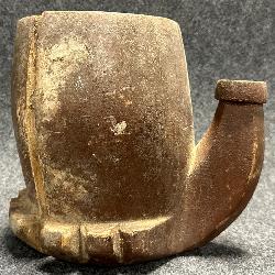 Lot 44: Red Painted & Carved Handle Mortar