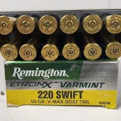 20 rds Remington 220 Swift 50 gr V-Max Boat Tail