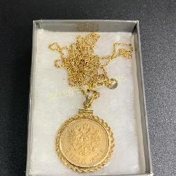 GOLD COIN PENDANT WITH 14K GOLD CHAIN