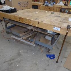 4'x8' oak topped roll around shop table