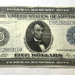 LARGE SIZE 1914 $5.00 Federal Reserve Note