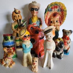 Large Collection of Vintage Chalkware Figures