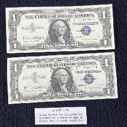 2- 1957A Uncirculated Consecutive Numbered Silver