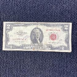 1953 Red Seal Two Dollar Jefferson Bill